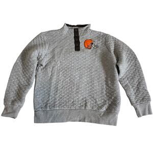 NFL Cleveland Browns Sweatshirt Quilted Gray Brown Orange Womens Size Medium